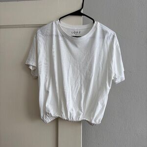 Loft Bubble Hem Tee Size S in White